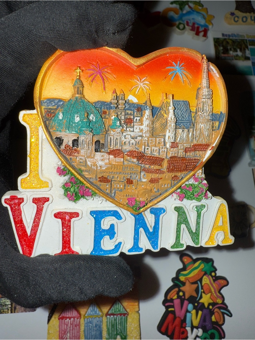 Tourism Souvenir Ceramic Fridge Magnet - I love Vienna City Sign Europe